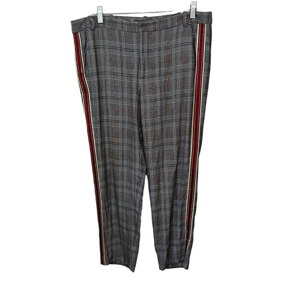Zara Basic Plaid Pants Dark Academia Womens Large Tuxedo Stripe Pockets Career - Picture 1 of 7
